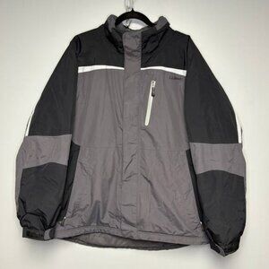 L.L. Bean Mens Black Grey Insulated Waterproof  Winter Jacket Sz L *NO HOOD*